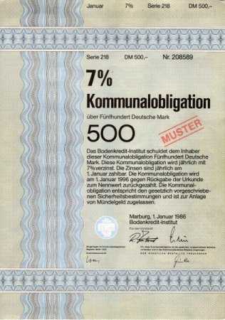 Mantel eines Gläubigerpapiers